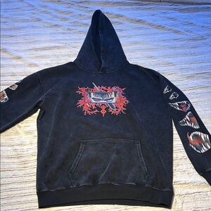Berserk Acid Washed Oversized Men's Black Graphic Hoodie